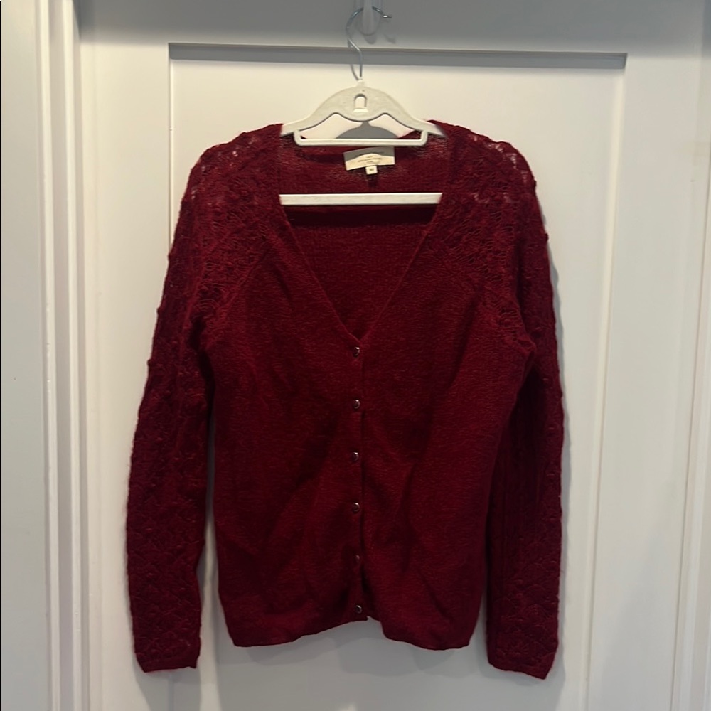 Chunky Knit Red Cardigan Sweater